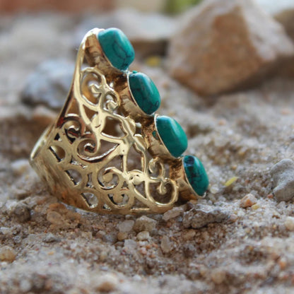 Turquoise Handcrafted Gemstone Statement Ring