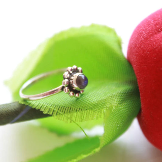 Antique Statement Amethyst Glass stone Birthstone Ring