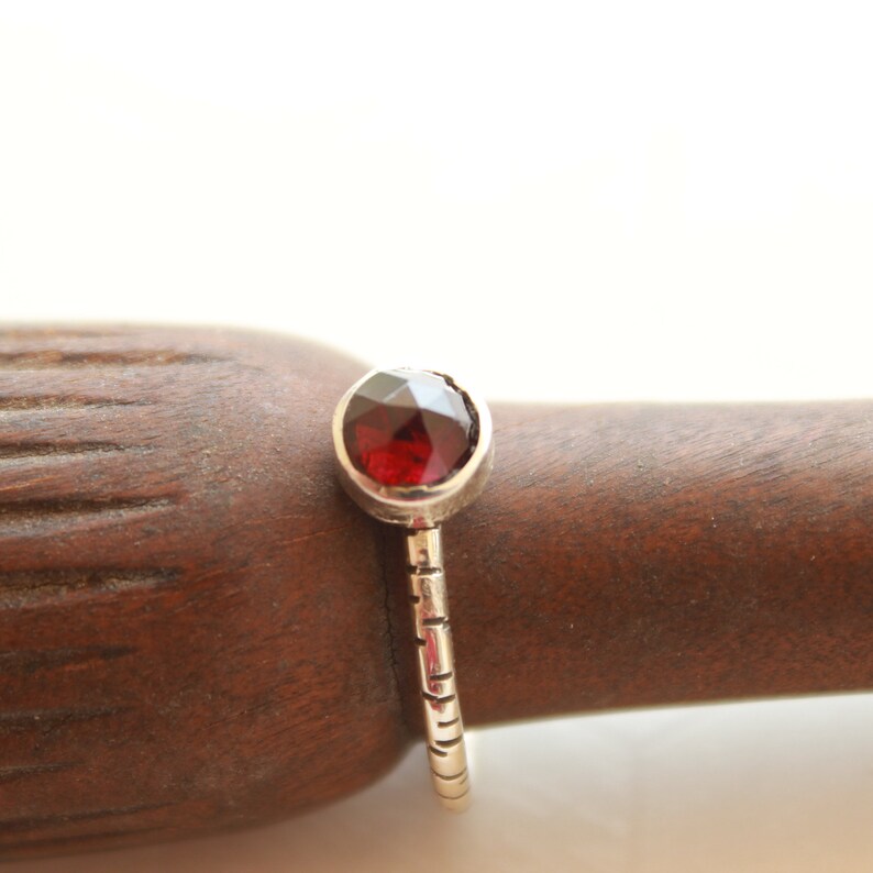 Vintage Red Ruby Glass Handmade Birthstone Ring