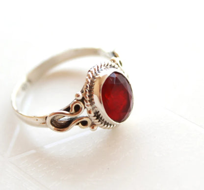 Vintage Red Ruby Glass Gemstone Statement Ring
