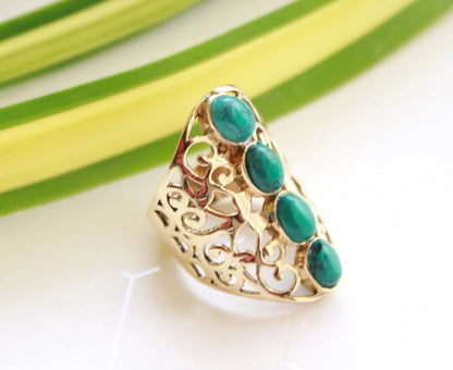 Turquoise Handcrafted Gemstone Statement Ring