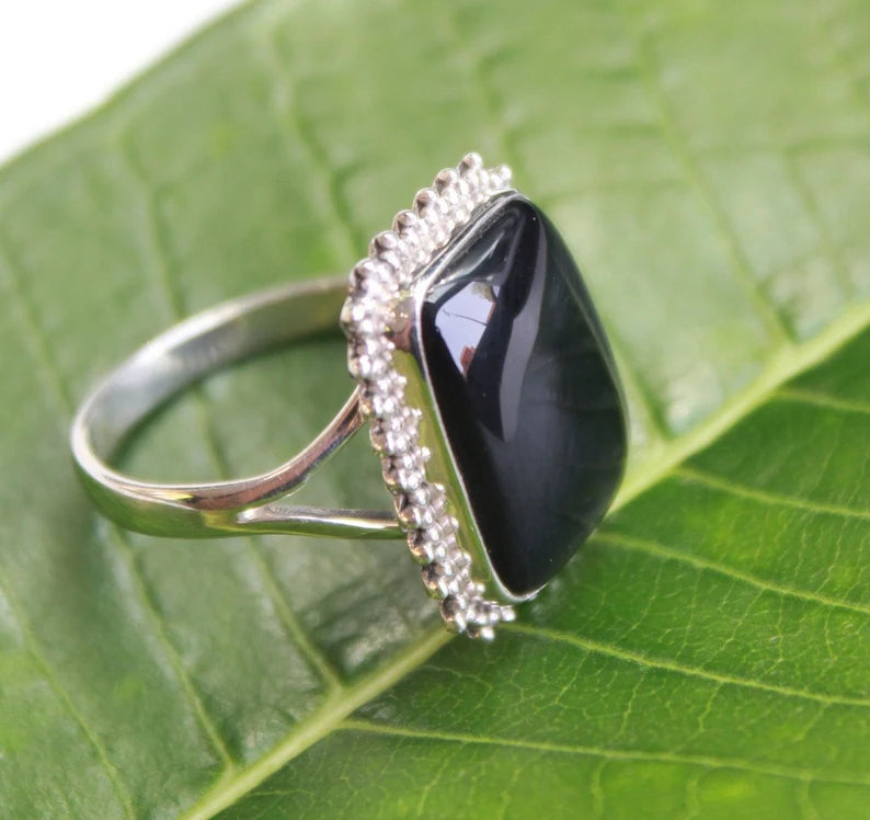 Black Onyx Gemstone Handcrafted Signet Ring