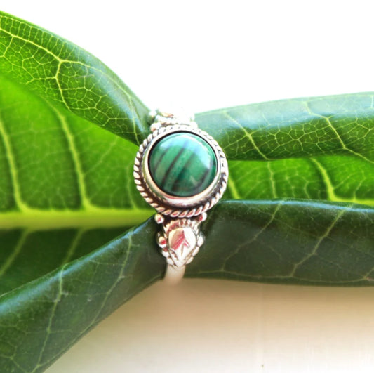Green Malachite Gemstone Handcrafted Statement Ring