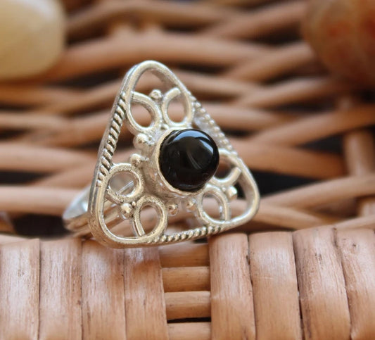 Black Onyx Handmade Vintage Birthstone Ring