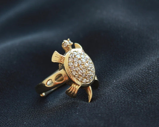 Cubic Zirconia Tortoise Adjustable Handcrafted Ring