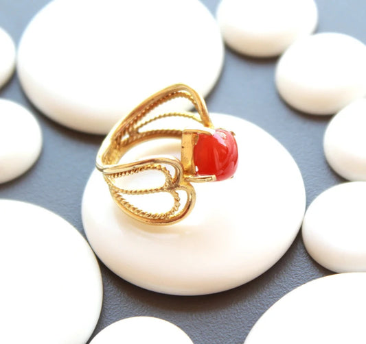 Natural Red Onyx Handmade Gemstone December Birthstone Ring