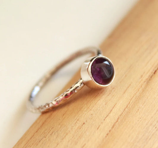 Genuine Amethyst Handcrafted Gemstone Statement Ring