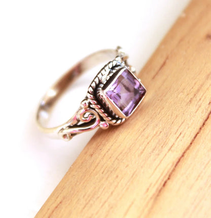 Antique Statement Birthstone Amethyst Glass stone Ring