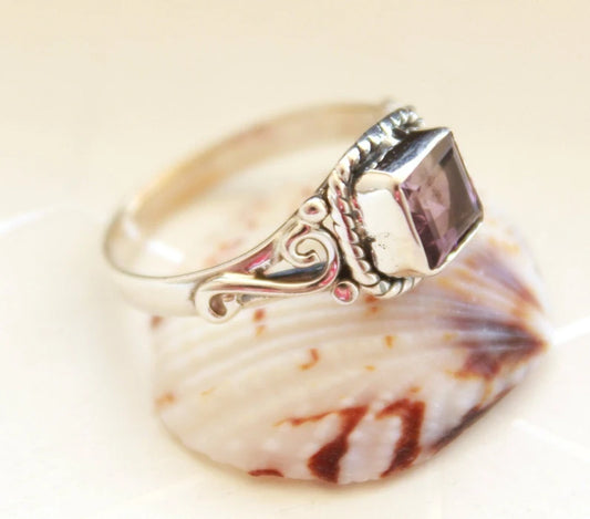 Antique Statement Birthstone Amethyst Glass stone Ring