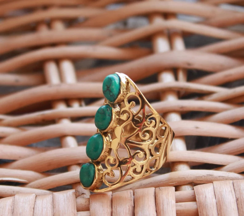 Turquoise Handcrafted Gemstone Statement Ring