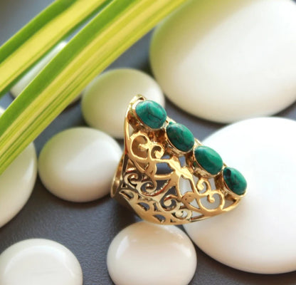 Turquoise Handcrafted Gemstone Statement Ring