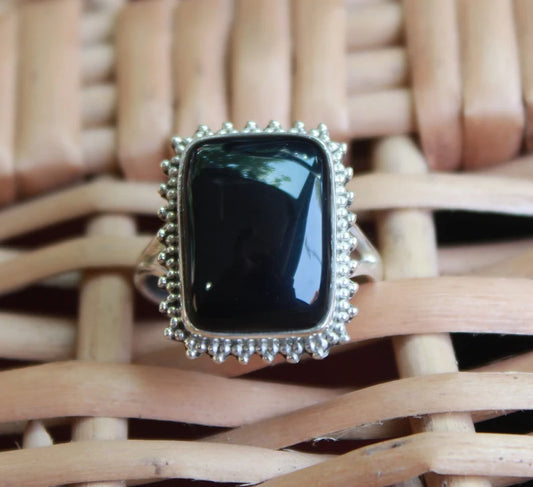 Black Onyx Gemstone Handcrafted Signet Ring