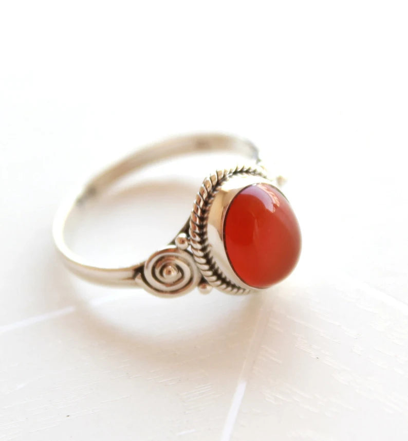 Natural Carnelian Handmade Birthstone Ring