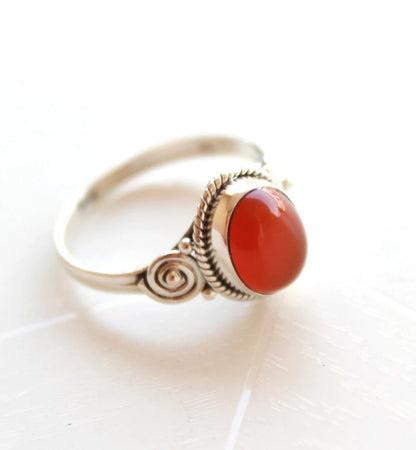 Natural Carnelian Handmade Birthstone Ring