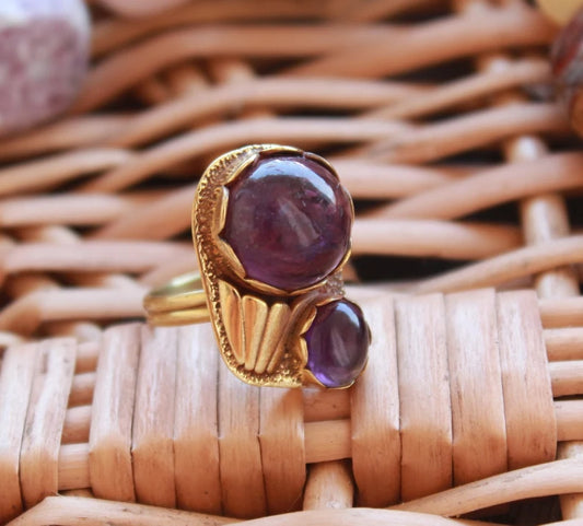 Amethyst With Antique Design Statement Ring