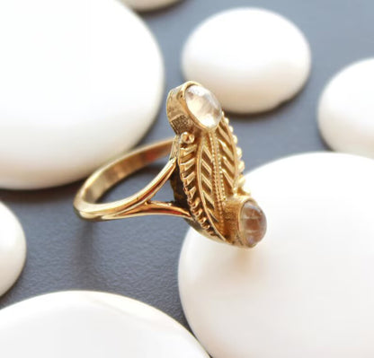 Natural Crystal Handmade Two Stone  Ring