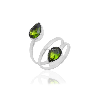 Peridot Gemstone Adjustable Handcrafted Statement Ring