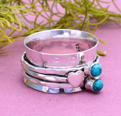 Turquoise Spinner Dual Handcrafted Ring