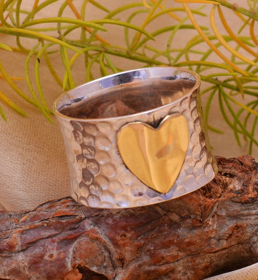 Heart Shaped Thumb Band Handmade Spinner Ring