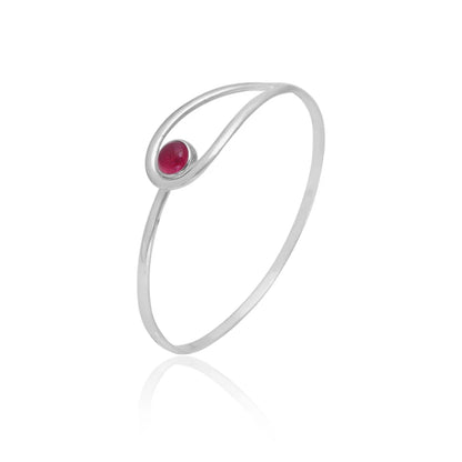 Red Ruby Glass 925 Sterling Silver  Bangle
