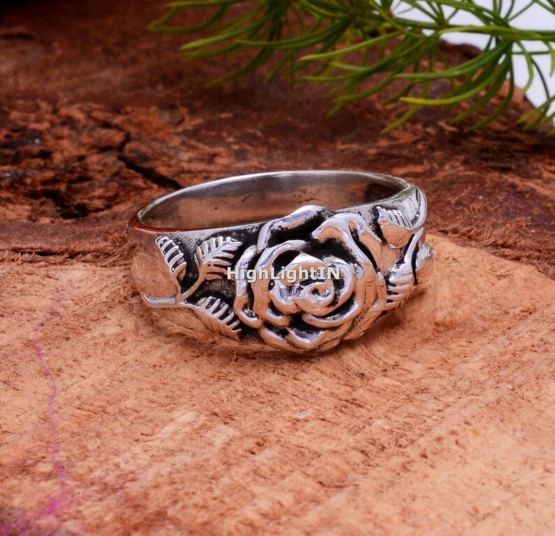 Rose Flower Handcrafted Eternity Band Ring