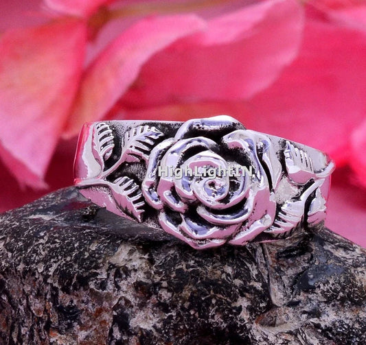 Rose Flower Handcrafted Eternity Band Ring