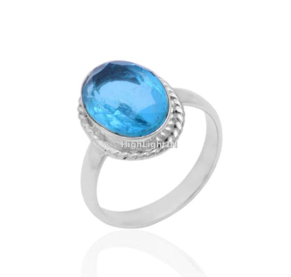 Blue Topaz Handcrafted Statement Gemstone Ring