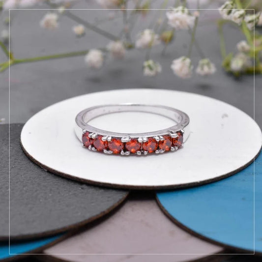 Orange Cubic Zirconia Solitaire Handcrafted Ring