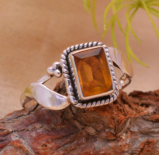Natural Citrine Gemstone Statement Handcrafted Ring