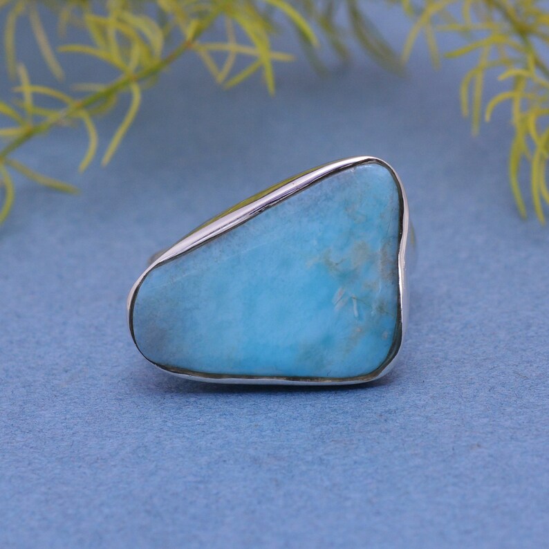 Larimar Gemstone Birthstone Statement Handcrafted Ring