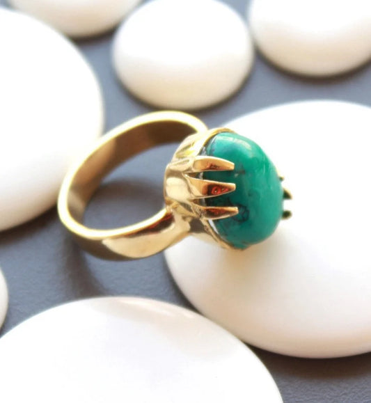 Natural Turquoise Oval Shaped Handmade Birthstone Ring