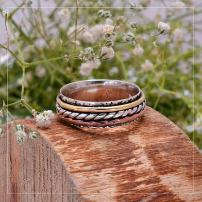 Three Tone Spinner Anti-Anxiety Ring