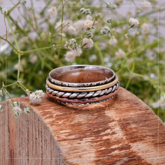 Three Tone Spinner Anti-Anxiety Ring