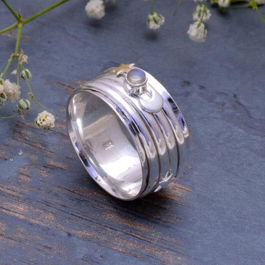 Moon stone Spinner Thumb Ring