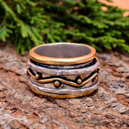 Handmade Two Tone Spinner Ring