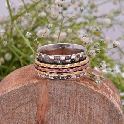 Fidget Three Tone Spinner Ring