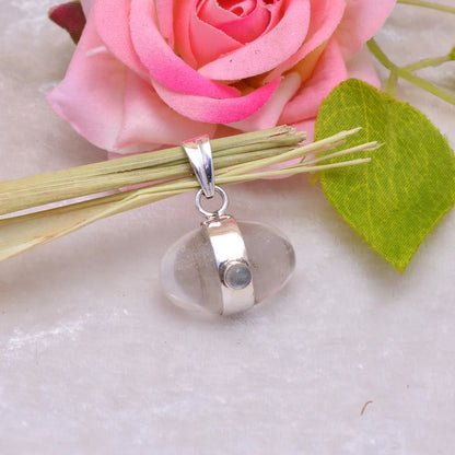 Crystal Quartz 925 Sterling Silver Moonstone Pendant