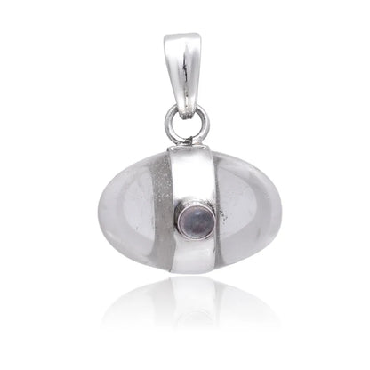 Crystal Quartz 925 Sterling Silver Moonstone Pendant