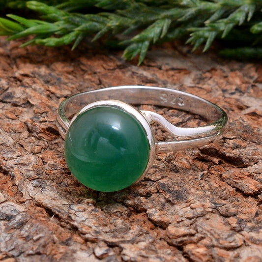 Natural Green Onyx Antique Looking Statement Birthstone Ring