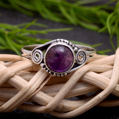 Amethyst February Birthstone Minimalist Handcrafted Ring