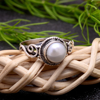 Handcrafted Pearl Gemstone Statement Minimalist Ring