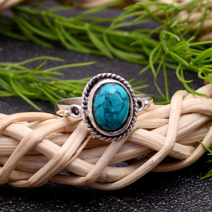 Turquoise Gemstone Handcrafted Statement Birthstone Ring