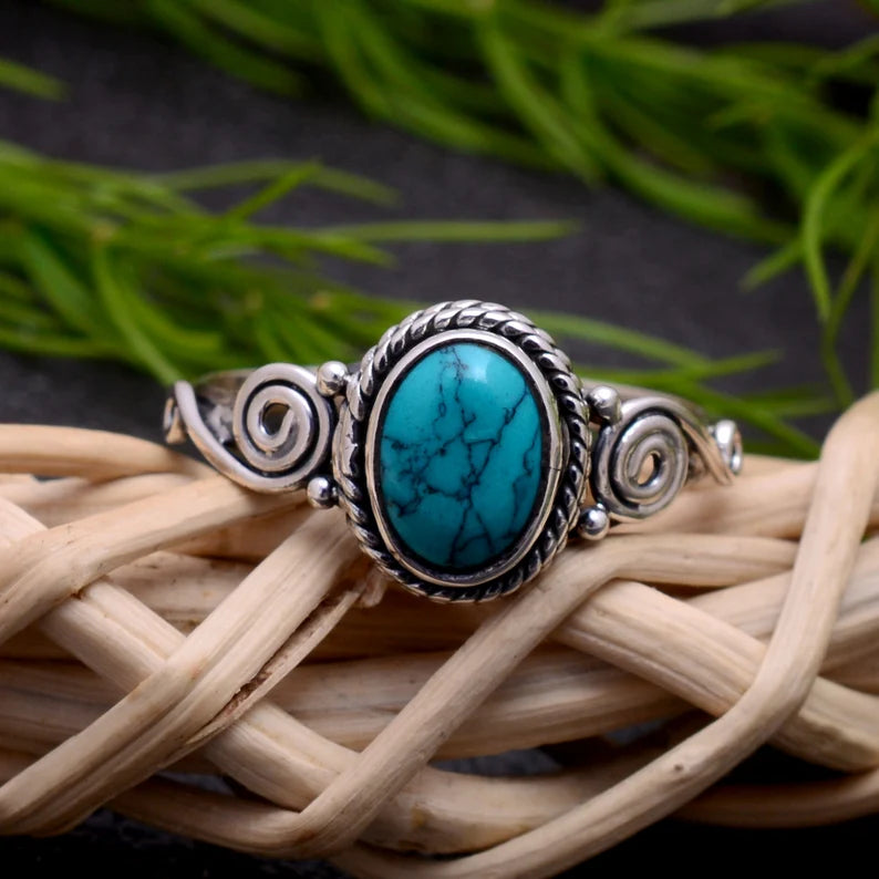 Turquoise Handcrafted Statement Birthstone Ring