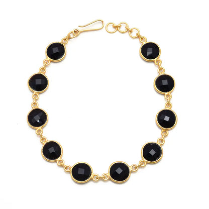 Black Onyx Sterling Silver Bracelet with Beads