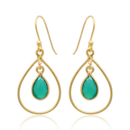 Green Onyx Faceted Gemstone Handcrafted Drop Earrings