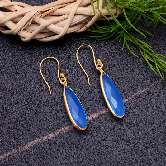 Aquamarine Faceted Gemstone Handcrafted Drop Earrings