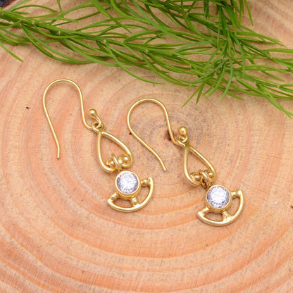 Stunning Cubic Zirconia Gemstone Handcrafted Drop Earrings