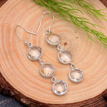 Citrine Dangling Gemstone Handcrafted Drop Earrings