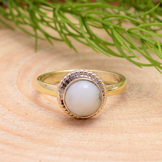 Rainbow Moonstone Handcrafted Statement Birthstone Ring