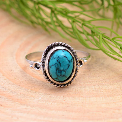 Turquoise Gemstone Handcrafted Statement Birthstone Ring